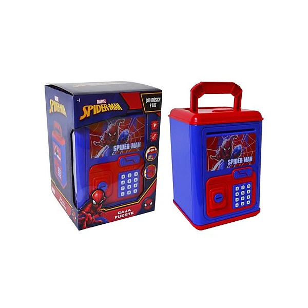 Caja fuerte con luz y sonido Spiderman en caja 13.5x19 cm