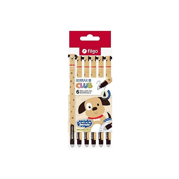 Bolígrafo borrable 0.7 mm borrax club perro caja x6 Filgo