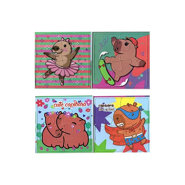 Puzzle capibara 4 piezas 15x15 cm x2 unidades inkdrop