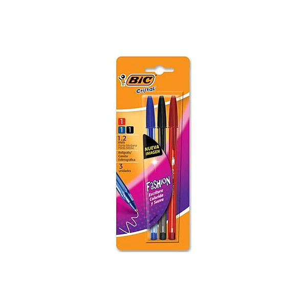 Bolígrafo cristal fashion 1.2 mm x3 BIC