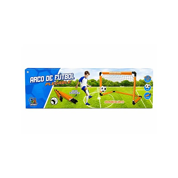 Arco de fútbol con inflador y pelota 101x60x60 cm en caja