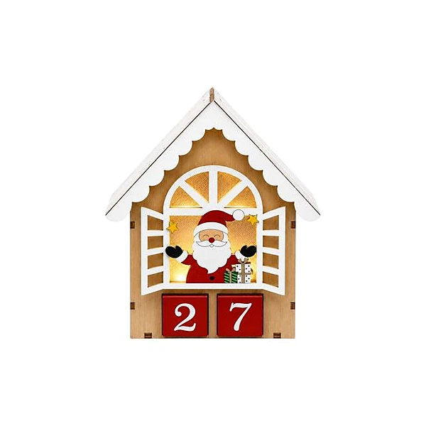 Casita con papá noel, cuenta regresiva y luz 15x18 cm x1