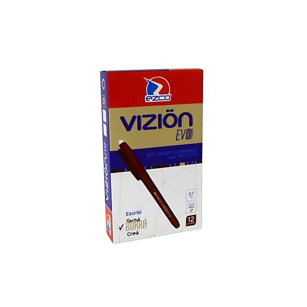 Bolígrafo borrable vizion evo azul 0.7 mm caja x12 Ezco