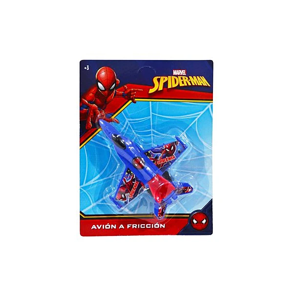 Avión a friccion Spiderman en blister 14x18.5 cm