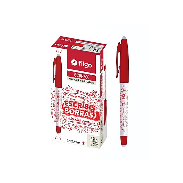 Bolígrafo borrable 0.7 mm borrax en caja x12 Filgo